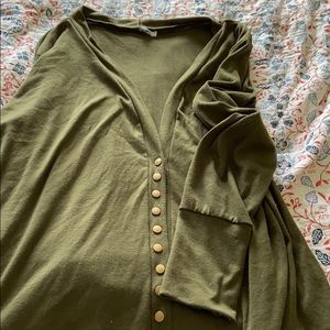 Army Green Snap Button Cardigan